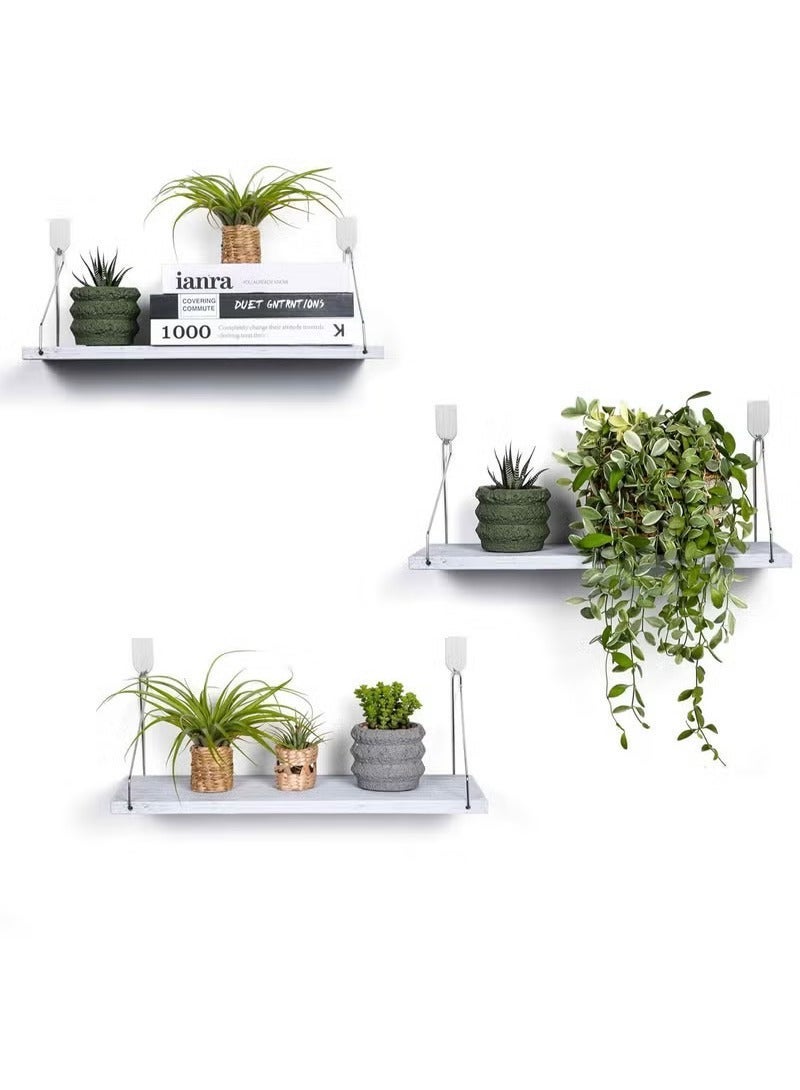 Arabest Floating Shelves Floating Shelf for Wall Floating Book Shelf Wall Mounted Organizer for Kitchen Living Room Bedroom Office Storage Shelves Display Racks Home Decor Set of 3, White - Image 5